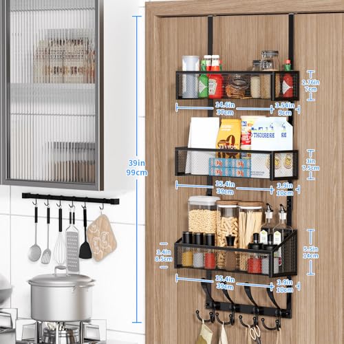 Kaiferty Over The Door Hooks Organizer, Coat Rack Over The Door Storage Hanger Towel Rack, Back of Door Storage Organizer for Bathroom,Bedroom,Kitchen,Office (Black, 4-Tier) - color: Black, size: 4-Tier