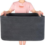 MINTWOOD Design 22in Extra Large Blanket Basket Holder Living Room, Rectangle Rope Woven Storage Basket with Handles for Laundry, Pool Towels, and Shoes, Dog Toy Organizer Bin Box, Charcoal - color: Charcoal Gray