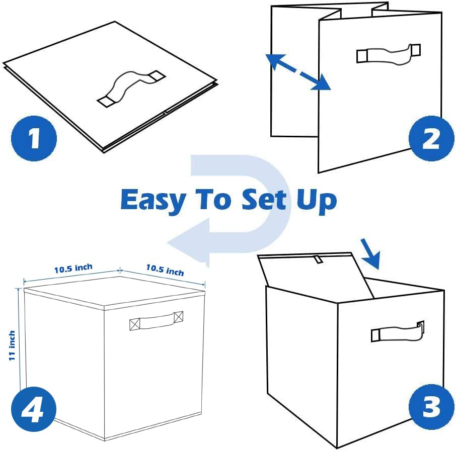 PowerKing Collapsible Storage Cubes with Handles, Fabric Foldable Bins for Closet Shelves, Durable Organization Storage Bins, 10.5'' x 11'' x 10.5'' (Black, 2Pack) - color: Black, size: 2Pack
