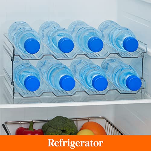Lifewit Stackable Water Bottle Organizer for Cabinet, Plastic Bottle Holder Fits Bottles/Tumblers up to 3.8" Diameter for Pantry/Countertop, 2 Tier Holds 8 Bottles 38 x 20 x 15 cm/15 x 8 x 5.7" - size: 2 Tier-8 Bottle