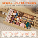 Lifewit 4" High 8 Pack Bamboo Drawer Dividers 43-54cm/17-21.5" Adjustable Wooden Drawer Organizer for Clothes/Utensils, Expandable Drawer Separator for Dresser/Kitchen/Bedroom/Office Organization - size: 4"H, 17-21.5"L