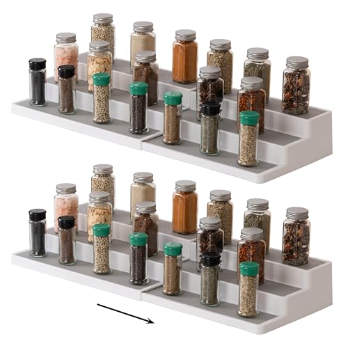 SIMPLEMADE 3-Tier Spice Rack Organizer - Versatile Storage Shelf for Kitchen, Bathroom, Bedroom & Office, Set of 2, Expandable White - color: Expandable White, size: Set of 2
