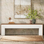 Tribesigns 71" Extra Long Entryway Bench, Modern Farmhouse Shoe Bench Wooden Indoor Seating with Layered Design for Hallway, End of Bed, Living Room, Sofa Back, Dining Room, Rustic Brown & White - color: Rustic Brown & White