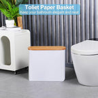 efluky Toilet Paper Storage, Toilet Paper Basket with Lid, Bathroom Organizer, Free Standing Holder Up to 9 Mega Rolls, White - color: White