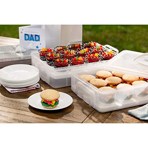 Snapware (2-Layer, 24 Cupcakes Plastic Detachable Cupcake Carrier Storage Container With Lid and Handle, Freezer Dishwasher Microwave Safe (Pack of 3) - size: 14.25" L x 10.5" W (Pack of 3)