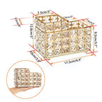 Hipiwe Crystal Remote Control Holder Gold Bling Makeup Brush Organizer Remote Caddy Candle Tabletop Pen Pencil Storage for Dresser Office Bathroom, 2-Slot - style: 2-Slot, Gold