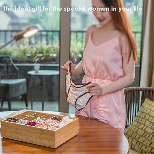 GOBAM Bamboo Closet Drawer Divider - Storage Organizer with 15 Compartments, Drawer Organizer, Storage Box for Belts, Ties, Bras, Briefs, Socks & Jewelry - Natural - color: Natural