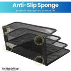 1InTheOffice Mail Organizer, Multi Step Desk Organizer, Desk File Sorter, Mesh Vertical File Organizer, Black, 1 Pack