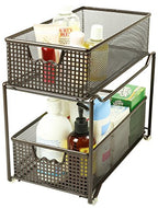 Deco Brothers 2 Tier Bathroom Storage Organizer with Pull-Out Drawer, Bronze - color: Bronze