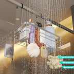 HapiRm Hanging Shower Caddy Organizer - No Drilling Shower Organizer with Hooks, Rustproof & Waterproof 304 Stainless Steel Bathroom Shelves - Silver (1 Basket) - color: Silver- 1 Basket