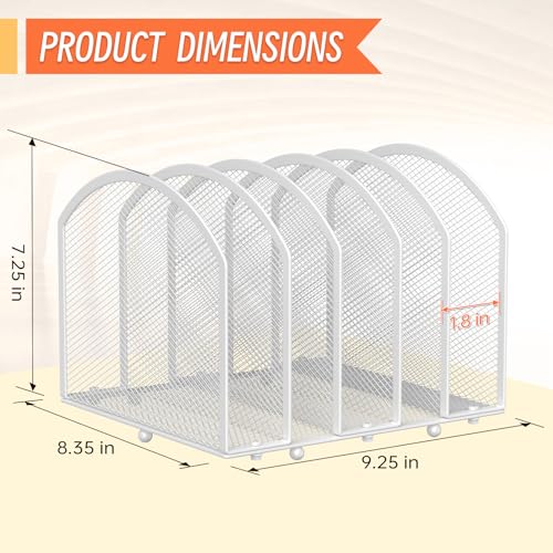 MINDEPOT Desk File Organizer 5 Sections Desktop Organizer File Sorter Office Organization File Folder Holder for Office School & Classroom (White, 5 Section - 1Pack) - color: White, size: 5 Section - 1Pack
