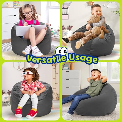 Hobestluk Bean Bag Chairs 2.5FT Bean Bag Chair with Memory Foam Filled & Machine Washable Cover,Beanbag Chair, Small Bean Bag Chairs for Playroom, Living Room, Bedroom - color: Grey, size: 2.5FT - 28.5" x 28.5" x 17.8"