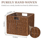Wicker Storage Basket - Large 12x12x10in Cube, Woven Wicker for Shelves, Pantry, Kitchen & Bathroom Organization (Brown) - color: Brown