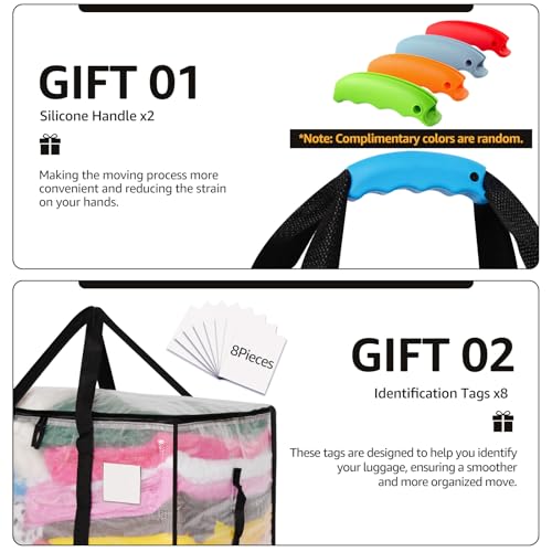 Moving Bags Heavy Duty Extra Large, Alternative for Moving Boxes & Moving Supplies,Clear Storage Bins with Lids, Plastic Packing Tote, Storage Bags for Clothes with Handles & Zippers(Clear, 8 Pack) - color: Clear, size: 8 Pack