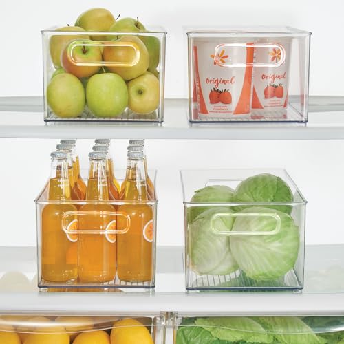 iDesign Stackable Fridge Bin - Kitchen Storage Bin for Pantry, Cabinets, or Fridge, Set of 2, Clear - style: Pack of 2
