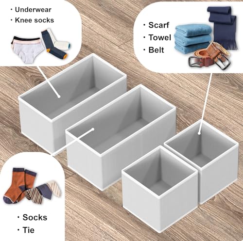 Simple Houseware Underwear Drawer Organizer for Sock/Bra/Undergarment/Panty/Onesie, Collapsible, Set of 4, Gray - color: Gray, size: Set of 4 - 2M / 2S