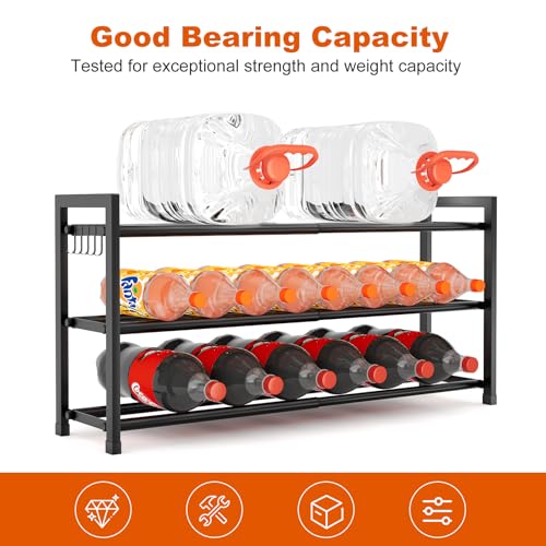 Expandable Shoe Rack for Small Spaces, Adjustable Width 18.5"–33", 3-Tier Sturdy Metal Shoe Organizer for Entryway, Closet, Bedroom Garage Dorm, Free Standing Shoe Organizer 12 Pairs with Hooks, Black - color: Black