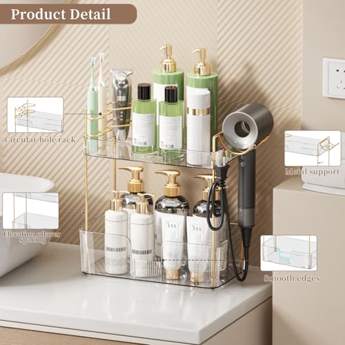 Bathroom Counter Organizer, Large Makeup Organizer Countertop, Shelf Storage, Vanity Tray, Easily Assemble for Bathroom Organizers and Storage, Undersink, Cabinet, 2 Tiers Clear - color: Clear, size: 2 tiers