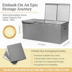 Zebra Baby Extra Large Toy Box Chest for Kids — Collapsible Toy Storage Organizer with Lid, 40" Wide, Removable Dividers, Boys & Girls - color: Grey