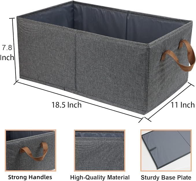 Fordonral Pack of 3 Large Capacity Storage Bins Closet Organizer System, Sturdy Foldable Storage Boxes for Organizing Clothing, Sheets, Toys, Books - Shelf Organizer Shelves Basket Storage Bin - color: Gray