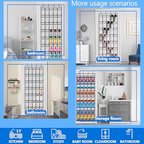 over the door shoe organizer,2025 upgraded,shoe organizer,35 Huge pockets,over door shoe organizer,Store size 13 shoes,shoe organizer,Strong material,hooks Suitable for various doors,White/black - color: White/black, size: 71'' x 25.4''/Pack of 1