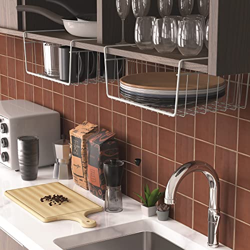 Simple Houseware 6PK Under Shelf Basket, White - size: 6 Pack