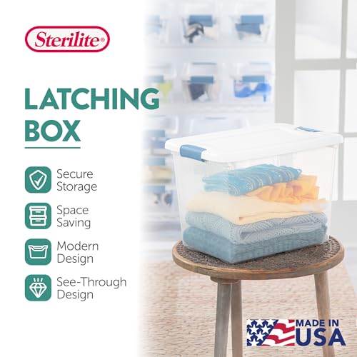Sterilite 24-Pack Latching Box, Under Bed Storage Bins with Lids, Clear Plastic, 25 Quart - Heavy-Duty Organizing Containers for Closet, Bathroom, and Office - size: 25 Quart, style: 24 Pack