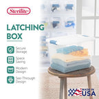 Sterilite 24-Pack Latching Box, Under Bed Storage Bins with Lids, Clear Plastic, 25 Quart - Heavy-Duty Organizing Containers for Closet, Bathroom, and Office - size: 25 Quart, style: 24 Pack