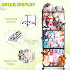 NomNest Stuffed Animal Storage Zoo, Large Carbon Steel Plushies Organizer, Heavy Duty Metal Teddy Bear Toy Holder with Wheels for Kids' Bedroom & Playroom & Nursery (Wheeled, Black) - color: Wheeled, Black