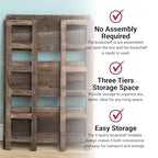 Proman Products - Hickory Bookshelf, Folding Bookshelf, Wooden Storage Shelves (3 Tiers, Rustic Brown) - size: 3 Tiers