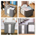 Szxc 2 Pack Foldable Large Storage Bags - Horizontal + Erect for Comforter Blanket Quilt Clothes Pillow, Clear Window & Handles, Closet Under Bed Organizer - size: Extra Large (Horizontal + Erect), style: Set of 2