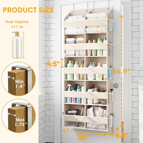 Ofiray-home Over the Door Organizer 5 Tiers,Extra Large Behind Door Storage of 10 Compartments,80 lbs Weight Capacity Over the Door Storage, Door Hanging Organizer for Closet, Diaper Organizer, Beige - color: Beige - 5 Tiers