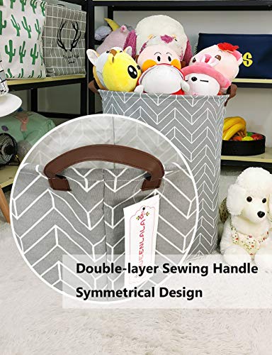 QUEENLALA Large Storage Basket,Laundry Hamper/Bathroom/Home Decor/Collapsible Round Storage Bin,Boys and Girls Hamper/Boxes/Clothing(Grey Wheat) - color: Grey Wheat