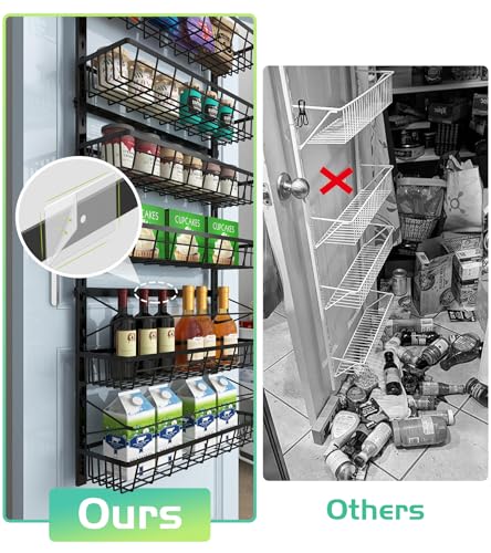 Mefirt 10-Tier Over The Door Pantry Organizer, Pantry Organization and Storage, Black Metal Hanging Adjustable Basket, Wall Spice Rack Seasoning Shelves, Home & Kitchen Essentials - color: Black, size: 10-Tier