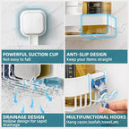 TAILI Shower Caddy Suction Cup 2 Pack,Stainless Steel Rustproof Shower Shelves,No Drilling Wall Mounted Basket,Large Capacity,Removable Suction Cup Bathroom Organizers & Home Decor, White - style: 2xWhite
