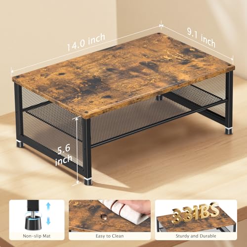 ECOLOVI 2-Tier Computer Monitor Stand Riser, Desk Organizer for Monitor, Printer & Laptop Stand, Desktop Workspace Organizers for Office Supplies(Brown) - color: Brown