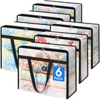 TasticTotes 6 Pack Clear Storage Bags for Comforter, Clothes & Bedding, Plastic Blanket Storage with Zipper and Handle, Moving Bags, Closet Organizer and Under-Bed Storage (90L) - size: 90L