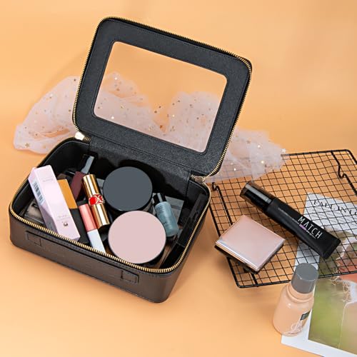 Aveniee Clear Makeup Bag Organizer,Large Travel Toiletry Bag for Women, Waterproof Cosmetic Pouch with Zippers,Car Organizers and Storage Case for Accessories,Black - color: Black, style: Large Glam