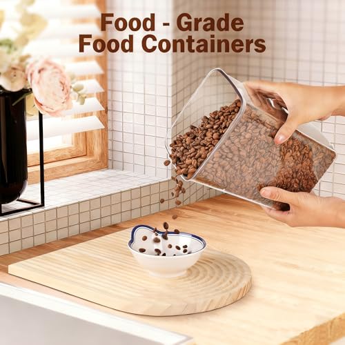Melovom 4 Pcs Large Pop Airtight Food Storage Containers Set with Lids, 4.2Qt/4L Food Containers with Scoop, Kitchen Pantry Organization and Storage, BPA Free Stackable Cereal Container (4 * 4.2Qt) - color: gray, 4*4.2Qt