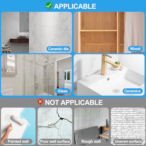 JINSHUNFA Adhesive Wall Hooks 13LB Heavy Duty No Drill Large Transparent Waterproof Hooks for Bathroom Kitchen Towel Coat 8 Pack - size: 8 Large hooks