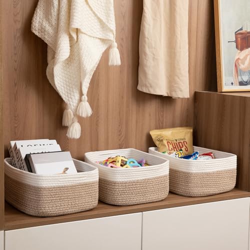 OIASKET Storage Baskets for Organizing 3 Pack, Woven Baskets for Shelves, Closet Organizer Bins Empty Gift Basket Toy Storage for Toys, Books, Towels, Clothes, 15"x11.42"x6.7", Yellow - color: Yellow
