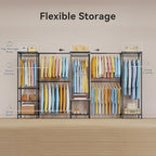 M2 Expandable Clothes Rack, Large Clothing Rack with 4 Extended Hanging Rods, Heavy Duty Garment Racks for Reach-in Closet System, Black Closet Extandable from 8'4"-11'2", Max Load 1000LBS - color: Black