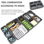 Newthinking Desk Drawer Organiser Trays, 8 Pack Square Organizer Box Stackable Dividers, Save Desk Space Dividers Box for Home Office Cosmetics Storage Boxes (Dark Gray)