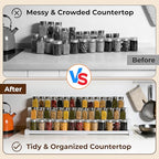 3-Tier Spice Rack Organizer for Kitchen Cabinet or Pantry, 16"-29" Expandable Spice Organization Shelf, Seasoning Organizer, Metal Display Shelf, Slip-Resistant Design for Jars and Bottles, White - size: Small-White- Fits 9.25" Deep Cabinet