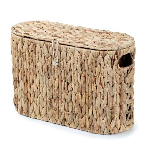 YANGQIHOME Toilet Paper Storage, Water Hyacinth Toilet Paper Storage with Lid, Papers Container for up to 6 Mega Rolls, Bathroom Basket Organizer - size: 6 Rolls