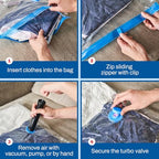 Spacesaver 4 Pack Jumbo Vacuum Storage Bags for Blankets & Clothes – Jumbo Vacuum Sealed Compression Bags with Hand Pump – Space Saver Storage Bags for Bedding, Moving, Travel & Organization - size: 4 Jumbo Bags