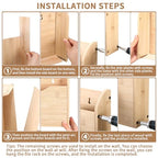 Suzile Wall Mounted File Holder Wood Magazine Holder Wall Hanging File Organizer for Office Mail Magazine Letter Paper Folder Organization (Wood Color)
