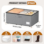 Dayacoco Under Bed Storage With Wheels,10 Inches Under Bed Storage Containers,65L Large Capacity,No Assembly Required Rolling Under Bed Storage for Clothes,Blankets,Shoes,Grey - size: 10.1 inch height-grey