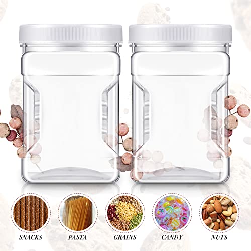 Eaasty 12 Pcs Half Gallon Square Plastic Containers with Lids 60.8 oz Clear Plastic Jars Storage Containers Grip Jars Large Mouth Square Canisters for Food Snack Kitchen