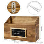 MyGift Rustic Burnt Wood Wall Mounted Mail, File & Magazine Holder Sorter Rack with Chalkboard Label, Set of 2